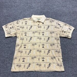 Boca Classics Club Golf‎ Polo Shirt Mens Size Large Beige Tropical Short Sleeve